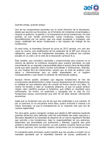 Comunicación del presidente Javier Nadal sobre la transparencia