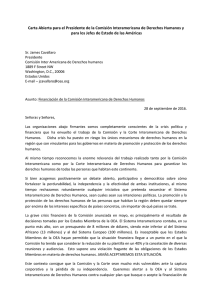 Carta Abierta para el Presidente de la Comisión Interamericana de