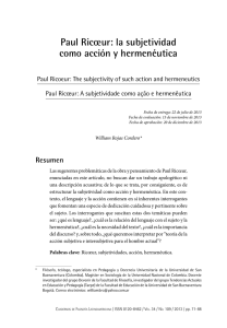 Paul Ricœur: la subjetividad como acción y hermenéutica