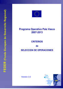 Criterios de selección de operaciones. POPV FEDER 2007-2013