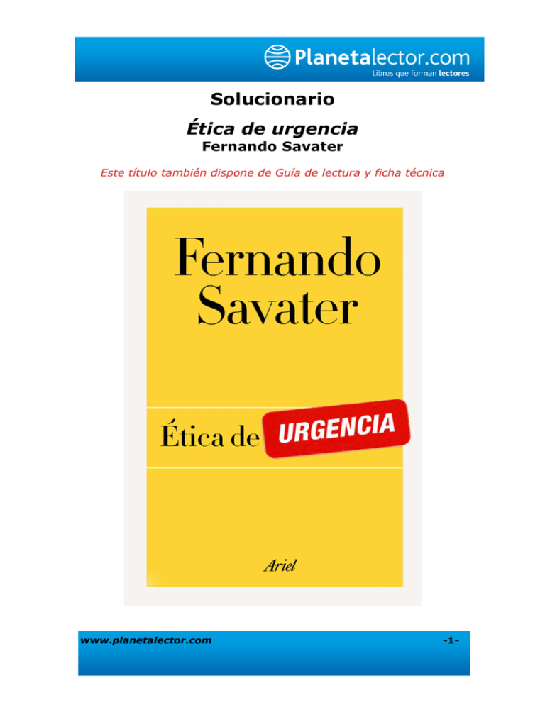 Solucionario Ética De Urgencia Fernando Savater 8080