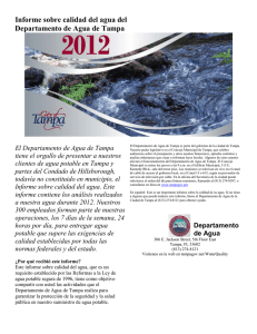 Informe sobre calidad del agua del Departamento de Agua de Tampa