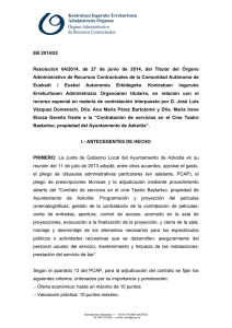 EB 2014/52 Resolución 64/2014, de 27 de junio de 2014, del Titular