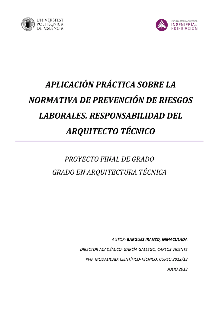 aplicación práctica sobre la normativa de prevención de