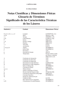 Notas Científicas y Dimensiones Físicas Glosario de Términos