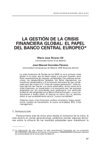 la gestión de la crisis financiera global: el papel del banco central