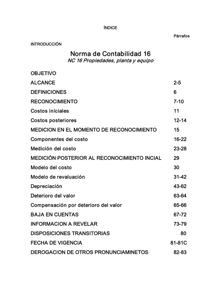 Norma de Contabilidad 16 Norma de Contabilidad 16