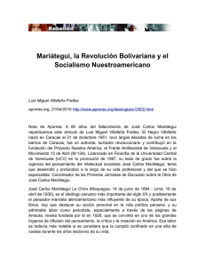 Mariátegui, la Revolución Bolivariana y el Socialismo