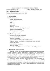 GUÍA DOCENTE DE DERECHO MERCANTIL I 1. Identificación 2