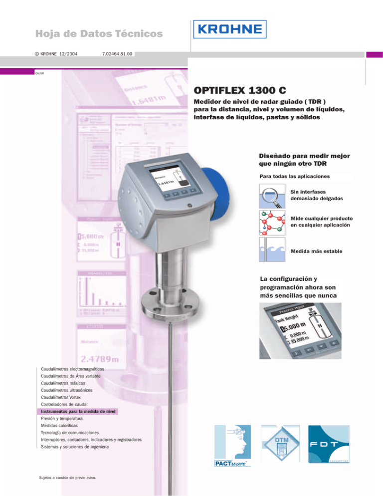 OPTIFLEX 1300 C Hoja de Datos Técnicos