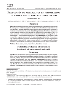 producción de metabolitos en fibroblastos incubados con acido