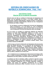 historia del sindicalismo en república dominicana. 1966. 1967