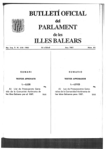 23 d`abril de 1987Núm. 85 I legislatura Pressuposts generals CAIB