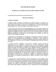 DECLARACIÓN DEL MILENIO Aprobada por la Asamblea General