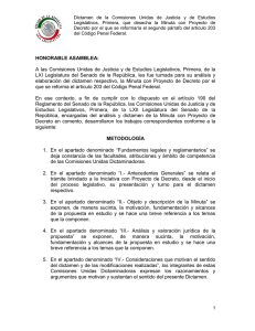 Dictamen de la Comisiones Unidas de Justicia y de Estudios