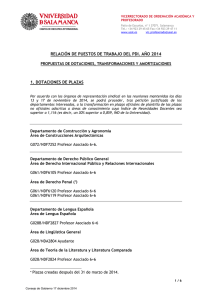 Relación de Puestos de Trabajo del P.D.I. (Año 2014).