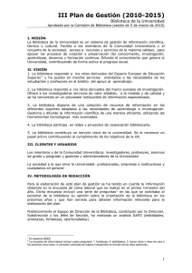 III Plan de Gestión (2010-2015) - Biblioteca de la Universidad de La