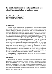 La calidad del resumen en las publicaciones científicas españolas