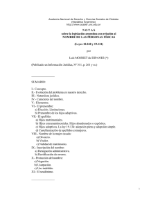 NOTAS sobre la legislación argentina con relación al NOMBRE DE