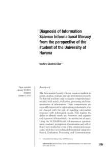 Diagnosis of Information Science Informational literacy from the