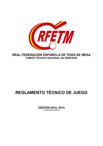 Reglamento Técnico de Juego Temporada 2014-2015