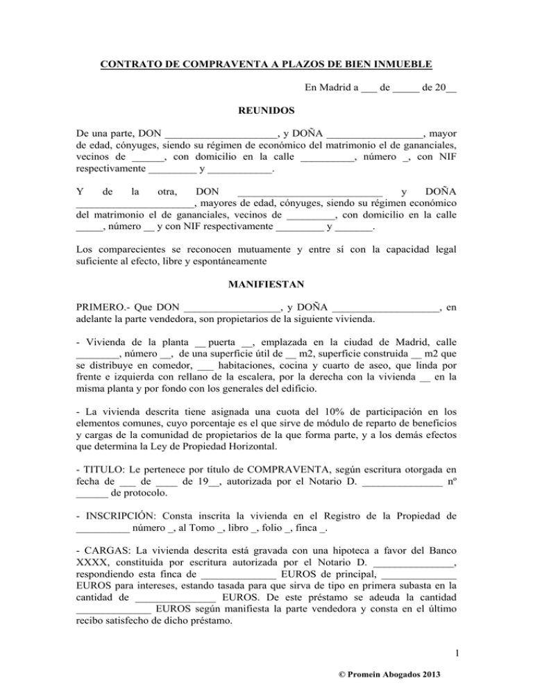 1 CONTRATO DE COMPRAVENTA A PLAZOS DE