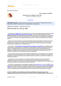 Real Decreto 463-2003, de 25 abril Incremento en la pensión de