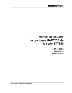 Manual de usuario de opciones HART/DE de la serie STT850