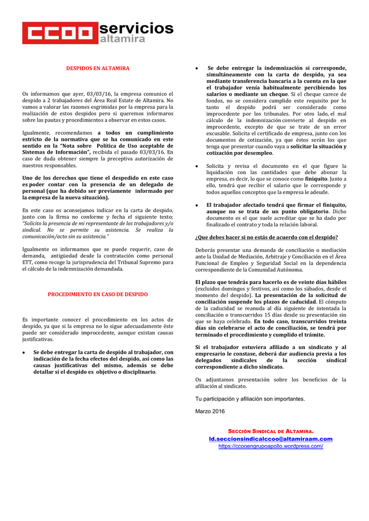 Carta De Despido Sin Firma De La Empresa  Compartir Carta