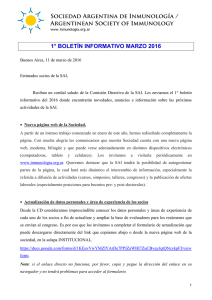 Boletín Nº 1 - Sociedad Argentina de Inmunología