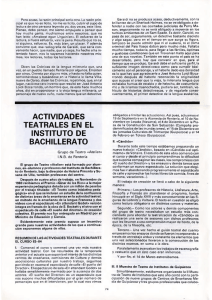 ACTIVIDADES TEATRALES EN EL INSTITUTO DE BACHILLERATO