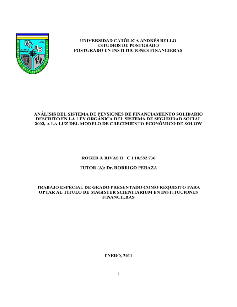 I UNIVERSIDAD CAT LICA ANDR S BELLO ESTUDIOS DE