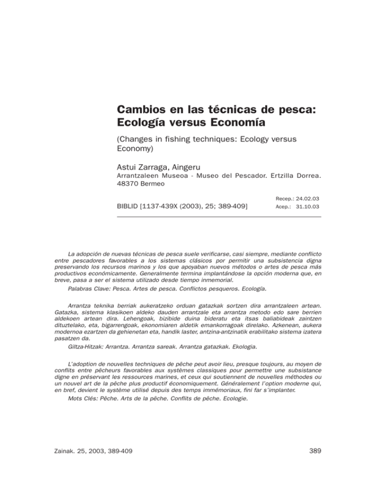 Cambios En Las T cnicas De Pesca Ecolog a Versus Econom a