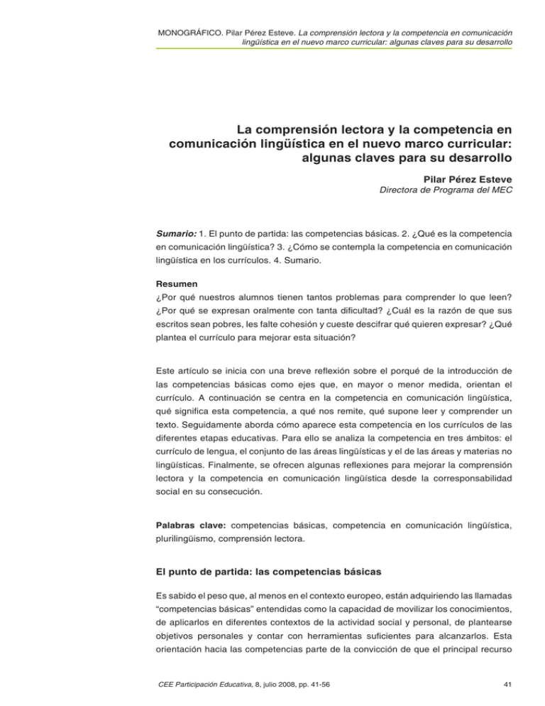 La Comprensión Lectora Y La Competencia En Comunicación