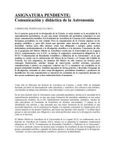 Comunicación y didáctica de la Astronomía