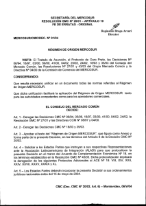 Page 1 sECRETARÍA DEL MERcosUR RESOLUCION GMC Nº.26