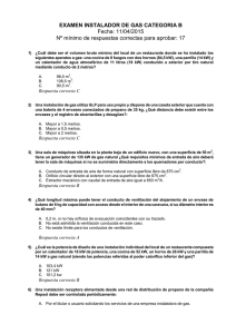 EXAMEN INSTALADOR DE GAS CATEGORIA B Fecha: 11/04/2015