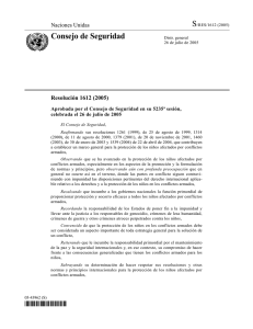 Resolución 1612 (2005): Niños en los Conflictos Armados