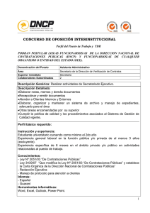 perfil tdr - Dirección Nacional de Contrataciones Públicas