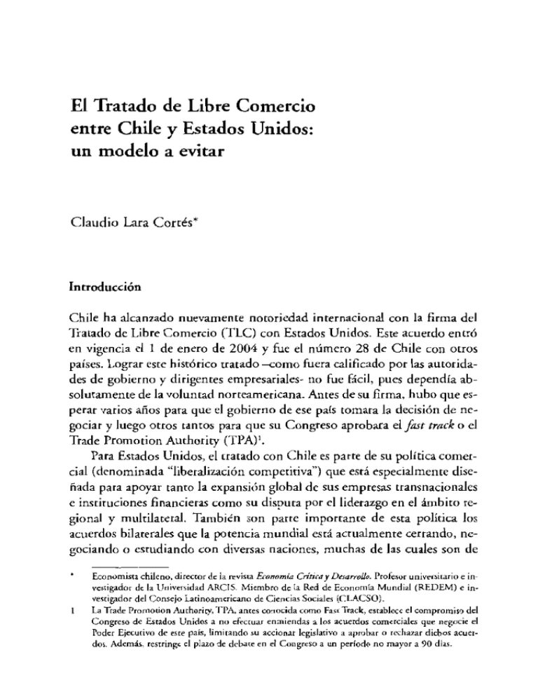 El Tratado de Libre Comercio entre Chile y Estados