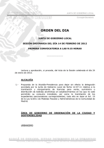 Orden del Dia de la Sesion Ordinaria de 14 de Febrero de 2012
