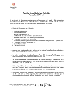 Asamblea General Ordinaria de Accionistas Acerías Paz del Río S.A.