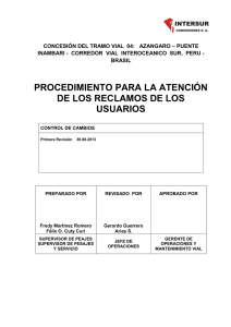 procedimiento para la atención de los reclamos de los usuarios