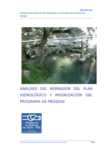 PDE Análisis del Plan Hidrológico y priorización de su programa de