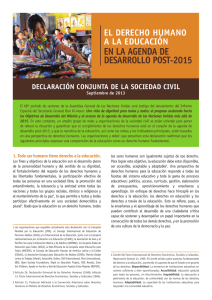El Derecho Humano a la Educación en la Agenda Post-2015