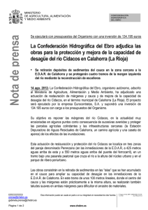 Nota de prensa - Confederación Hidrográfica del Ebro