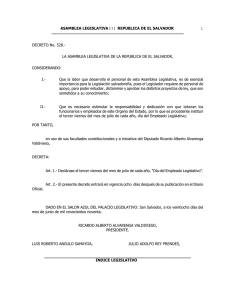 ASAMBLEA LEGISLATIVA ))) REPUBLICA DE EL SALVADOR