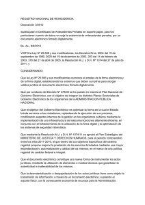 Disposición DNREC 3/2012 - Registro Nacional de Reincidencia
