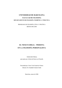 UNIVERSIDAD DE BARCELONA EL NEXO FAMILIA – PERSONA