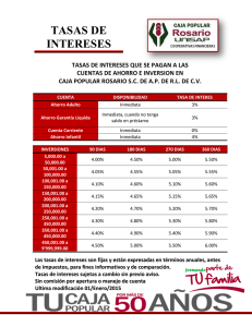 tasas de intereses - Caja Popular Rosario UNISAP